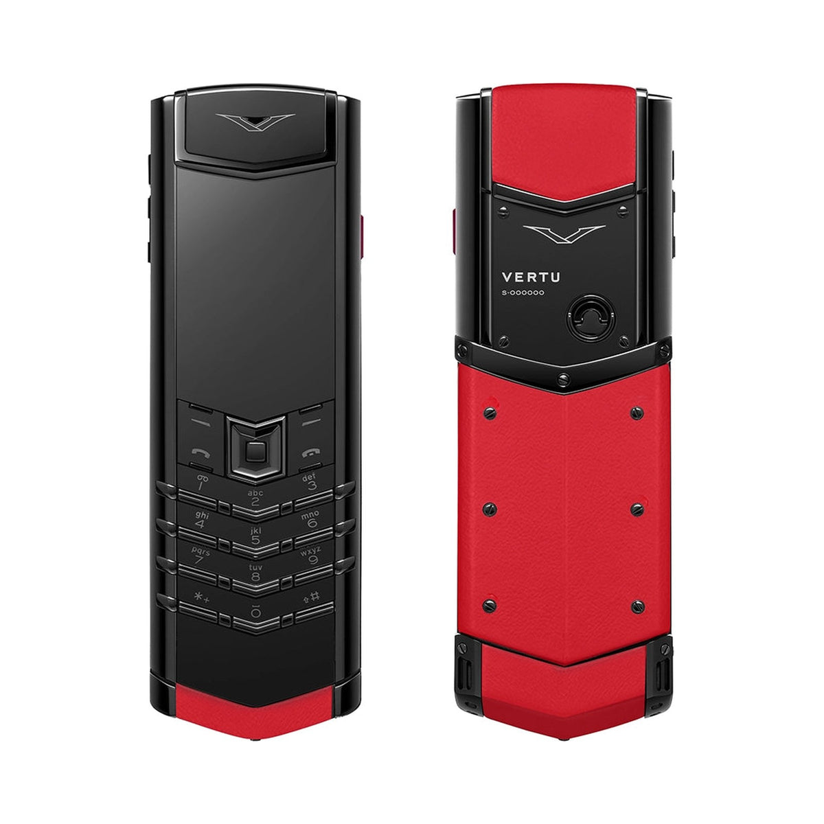 VERTU SIGNATURE S+ PHONE BLACK STEEL RASPBERRY RED CALFSKIN, view 2