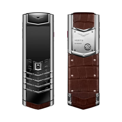 VERTU SIGNATURE S+ PHONE WHITE STEEL AMBER BROWN ALLIGATOR SKIN, view 2