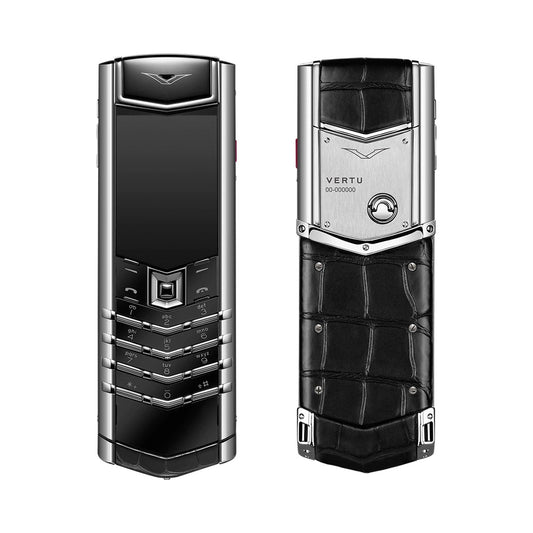 VERTU SIGNATURE S+ PHONE WHITE STEEL BASALT BLACK ALLIGATOR SKIN, view 2