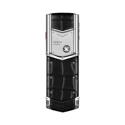 VERTU SIGNATURE S+ PHONE WHITE STEEL BASALT BLACK ALLIGATOR SKIN, view 4