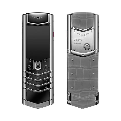 VERTU SIGNATURE S+ PHONE WHITE STEEL ELEPHANT GREY ALLIGATOR SKIN, view 2