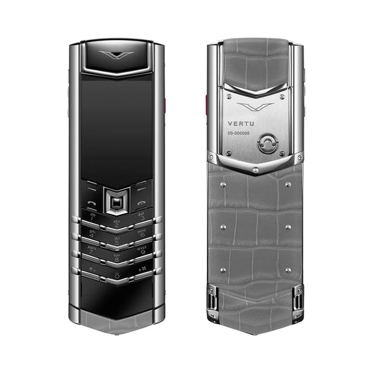 VERTU SIGNATURE S+ PHONE WHITE STEEL ELEPHANT GREY ALLIGATOR SKIN, view 2