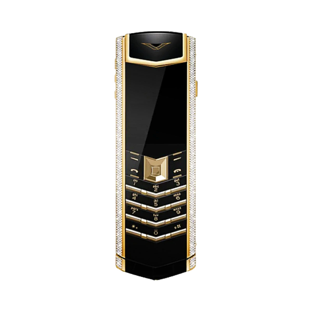 VERTU SIGNATURE V PHONE BESPOKE GOLD AND DIAMOND BLACK ALLIGATOR SKIN, view 1