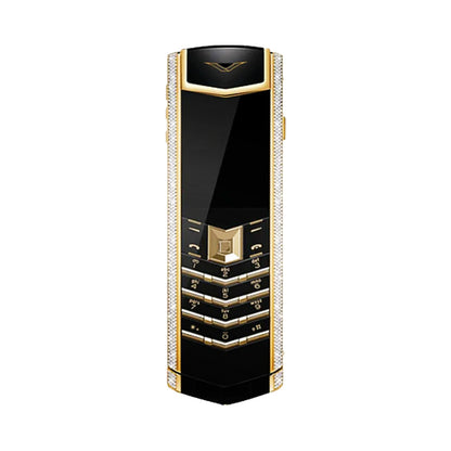 VERTU SIGNATURE V PHONE BESPOKE GOLD AND DIAMOND BLACK ALLIGATOR SKIN, view 1