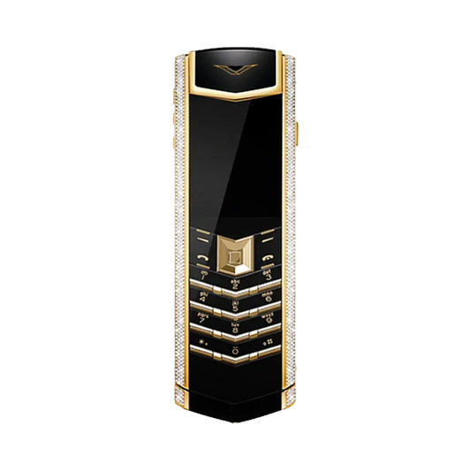VERTU SIGNATURE V PHONE BESPOKE GOLD AND DIAMOND BLACK ALLIGATOR SKIN, view 1