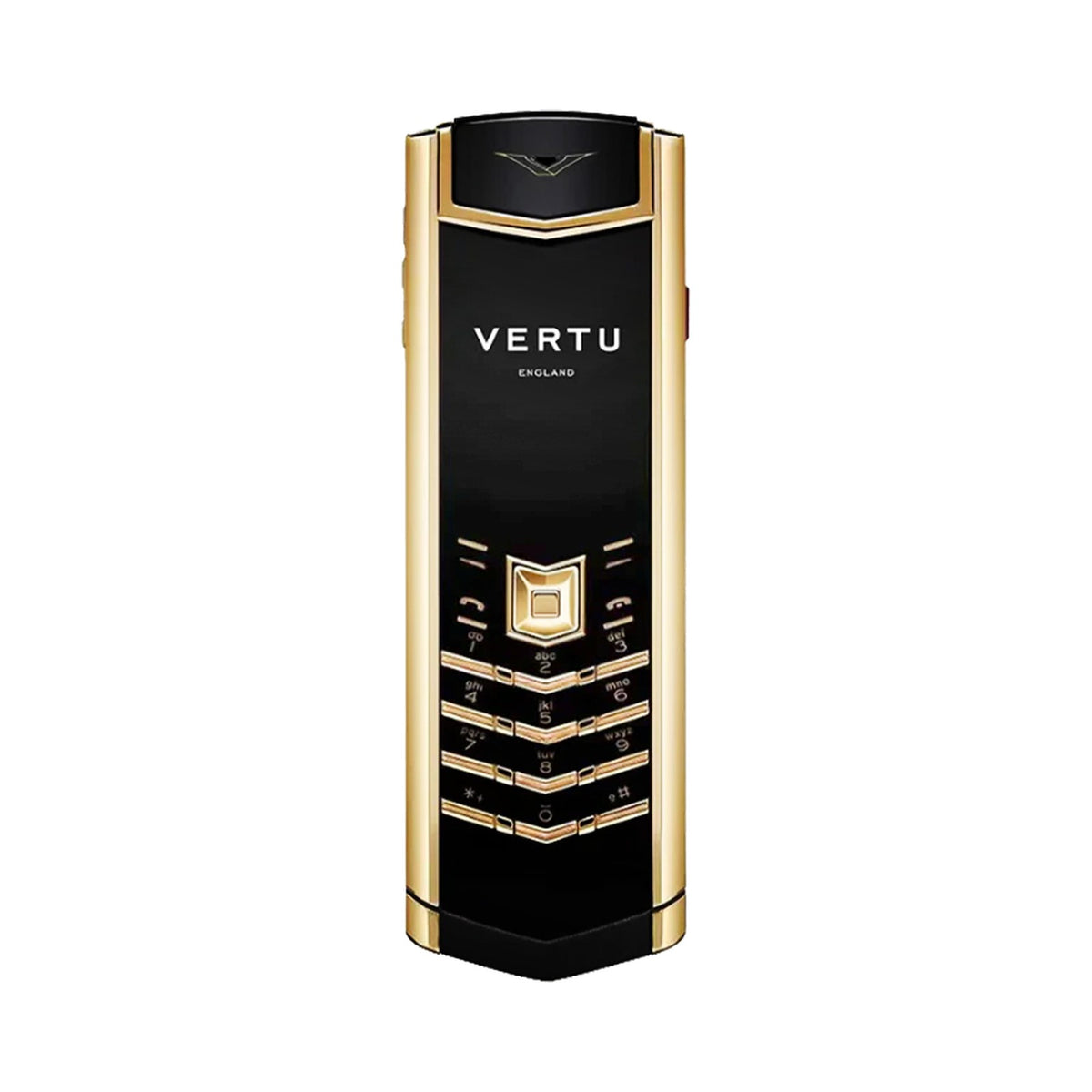 VERTU SIGNATURE V PHONE BESPOKE GOLD PURE BLACK CALFSKIN, view 1
