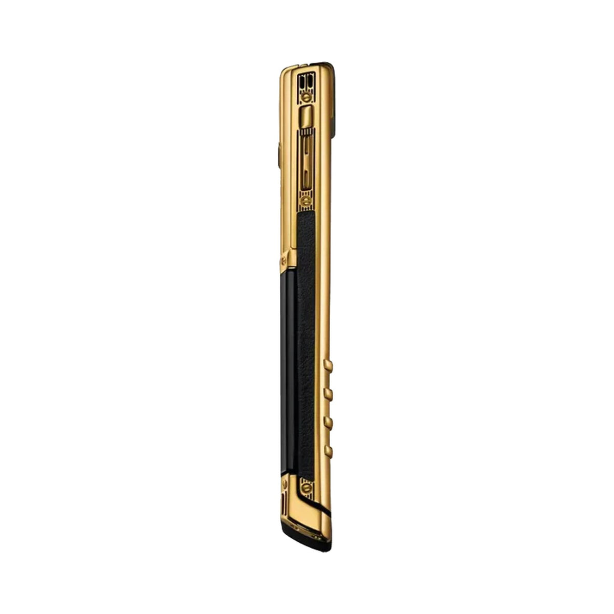 VERTU SIGNATURE V PHONE BESPOKE GOLD PURE BLACK CALFSKIN, view 3