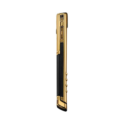 VERTU SIGNATURE V PHONE BESPOKE GOLD PURE BLACK CALFSKIN, view 3