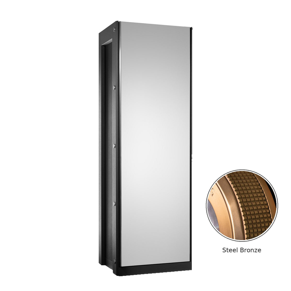 Buben & Zorweg Vision Inbuilt safe with stainless steel bronze finish, front view and steel detail