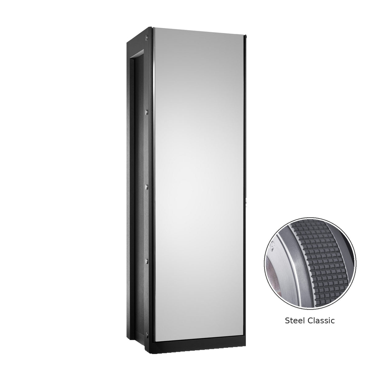 Buben & Zorweg Vision Inbuilt safe with stainless steel classic finish, front view and steel detail
