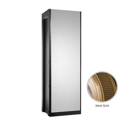 Buben & Zorweg Vision Inbuilt safe with stainless steel gold finish, front view and steel detail