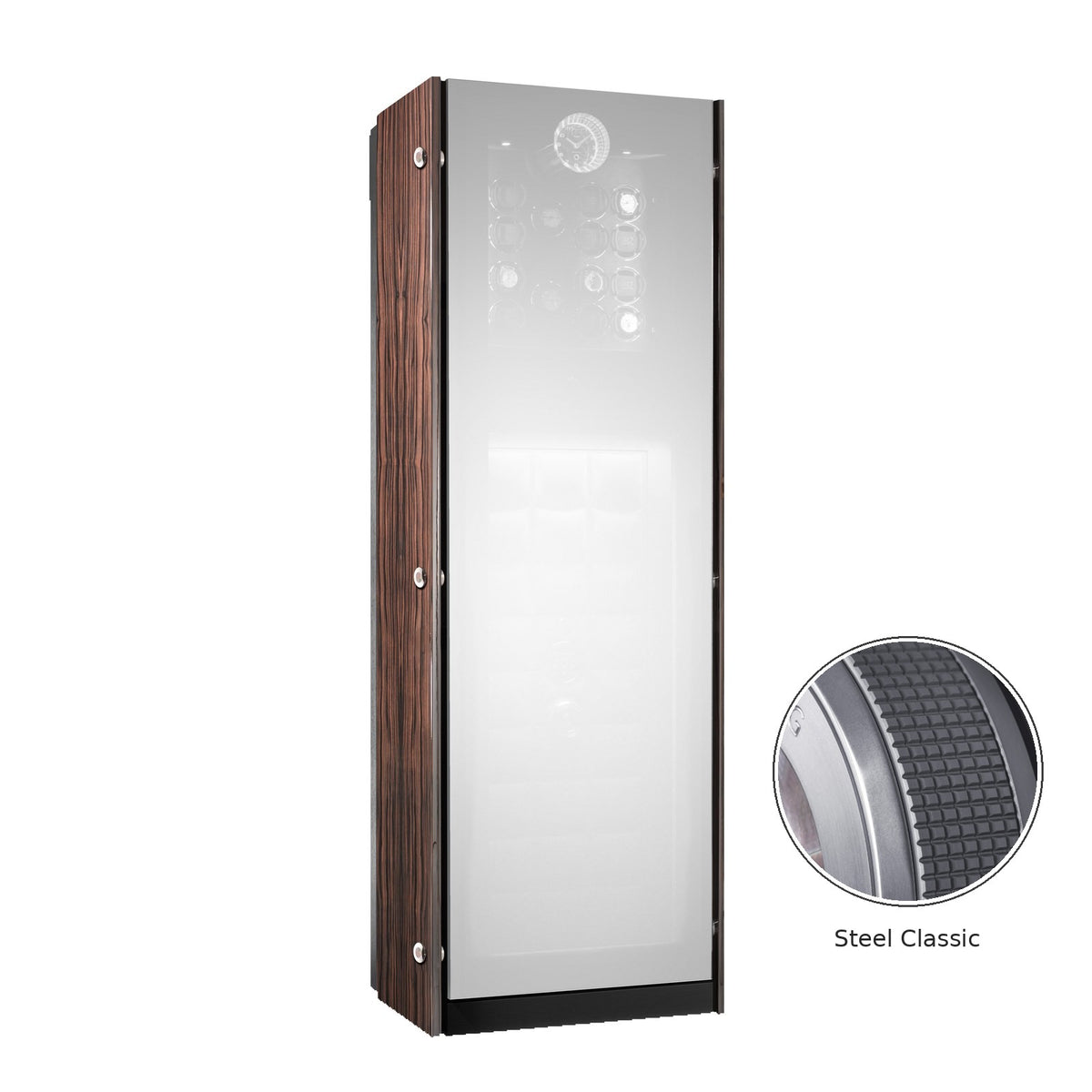Buben & Zorweg Vision Standalone safe with stainless steel classic finish, front view and steel detail