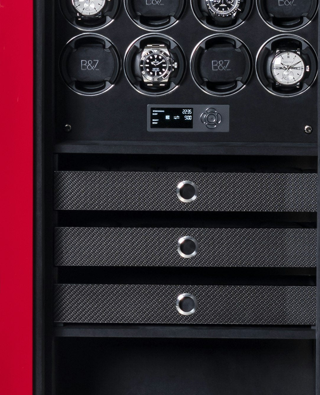 Buben & Zorweg Turbo safe, Winders and carbon drawers